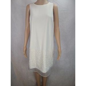 Betsey Johnson Woman's (8) Ivory Sleeveless Shift Dress With Wide Lace Trim